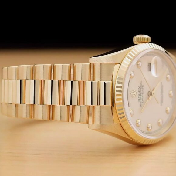 Sale! Rolex Men's Day Date President 18k Cream Dial Watch BOX TAG - Picture 6 of 7